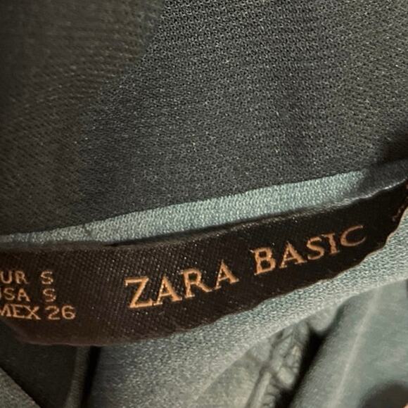 Zara Black Polka Dot Button Up Collar Long Sleeve Cutout Back Shirt Blouse Top S - Picture 4 of 5